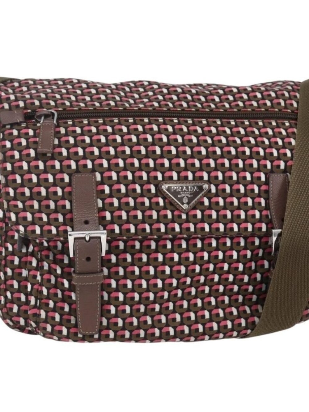 Authentic PRADA Shoulder Bag Nylon Pink Silver